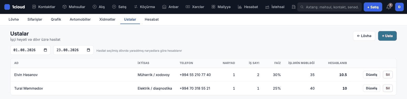 Ustaları və postları qeyd edin